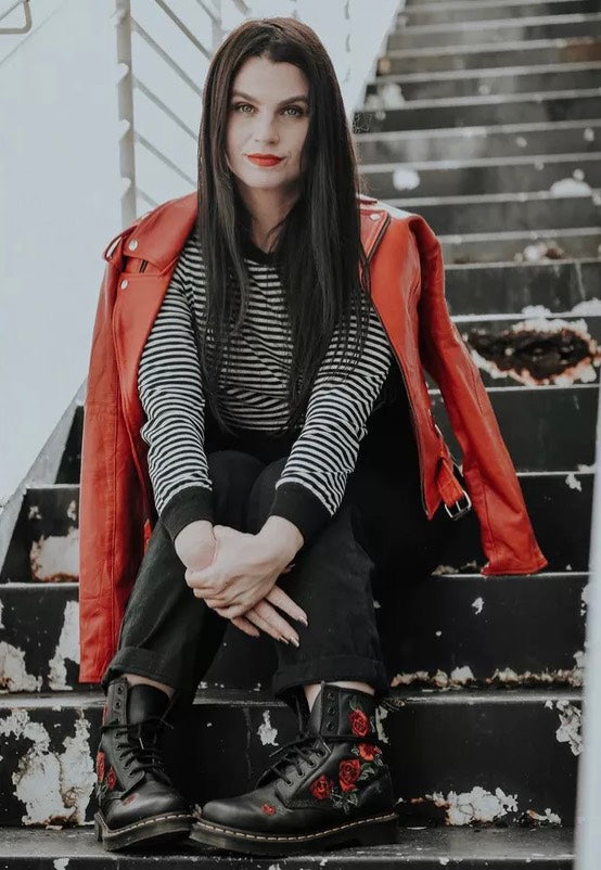 Dr. Martens - 1460 Vonda Floral Rose Black Softy - Girl Shoes | Women-Image