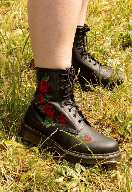 Dr. Martens - 1460 Vonda Floral Rose Black Softy - Girl Shoes | Women-Image