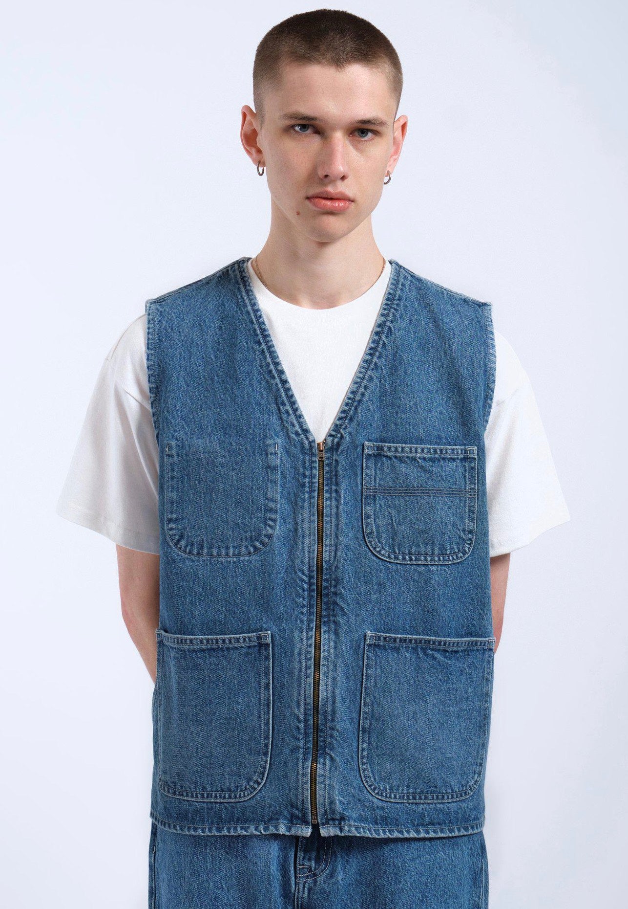 Dr. Denim - Denver Worker Stream Sky Retro Contrast - Vest | Men-Image