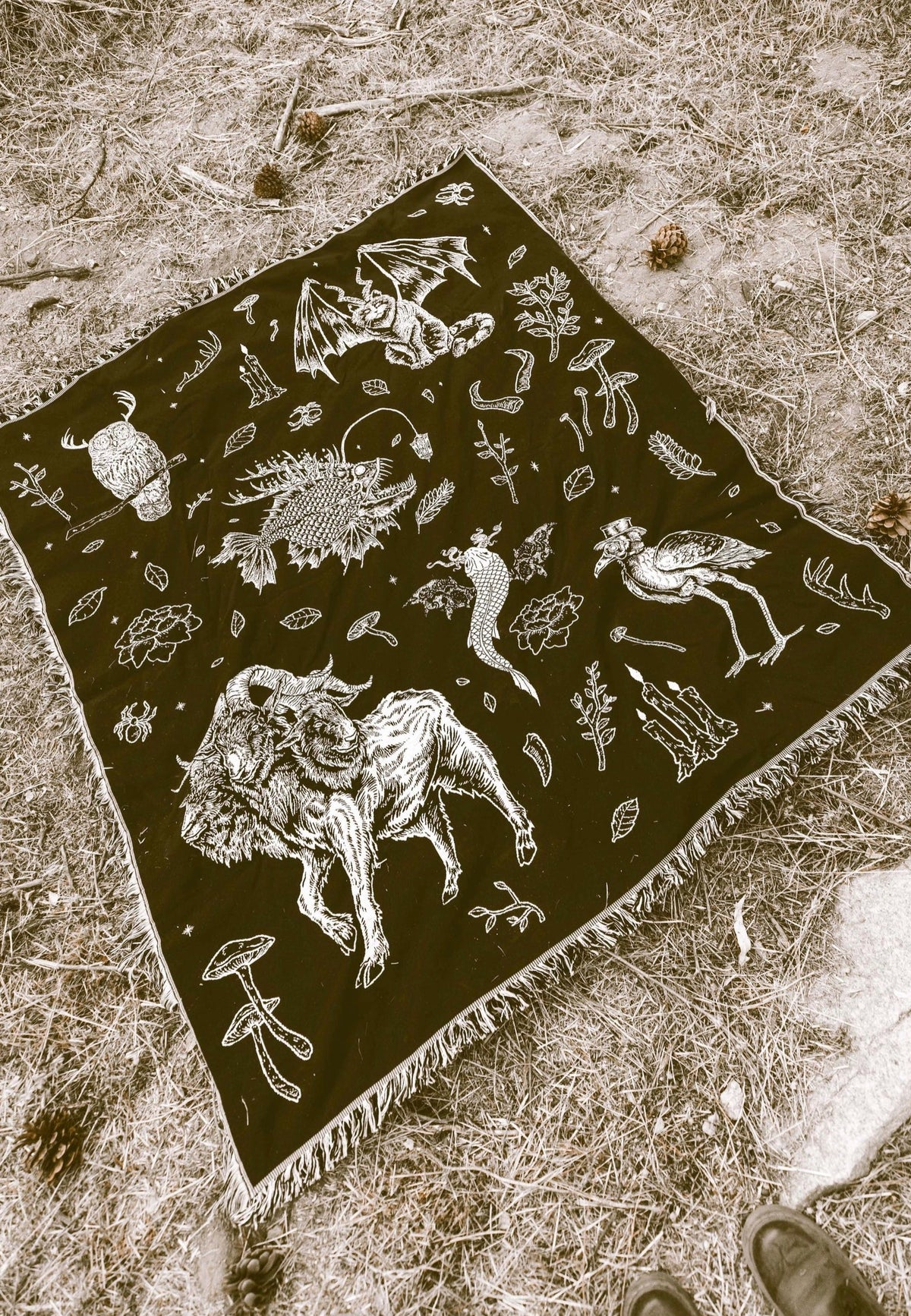 Lively Ghosts The 'Creatures' Black  Tapestry | Neutral-Image