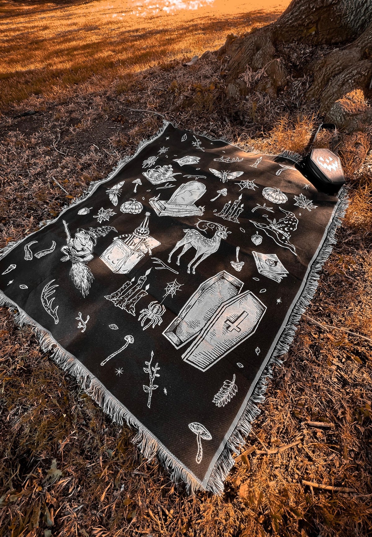 Lively Ghosts The 'Cottage Witch' Black Tapestry | Neutral-Image