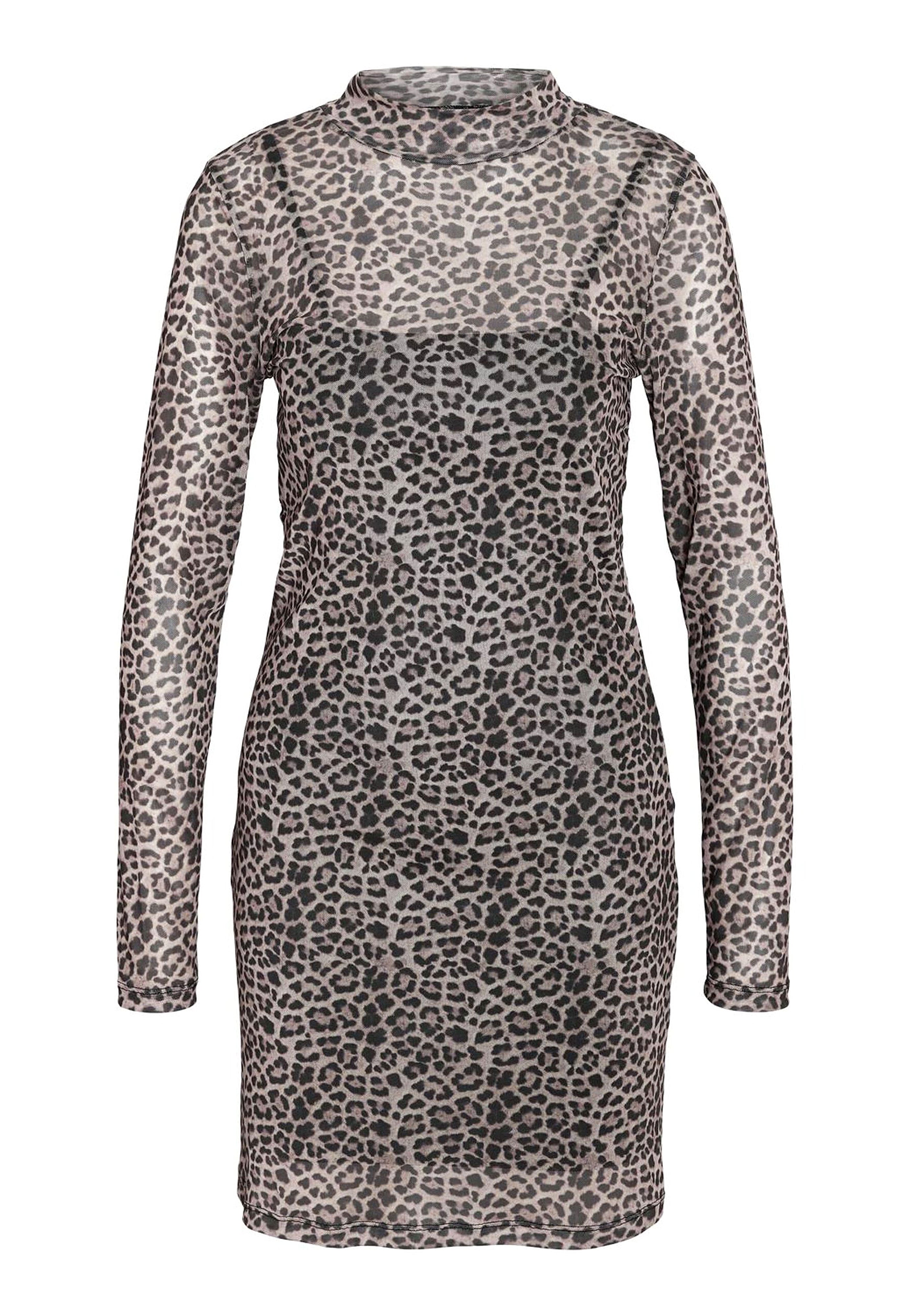 Noisy May - Carrie Highneck Oatmeal Leo - Dress | Women-Image