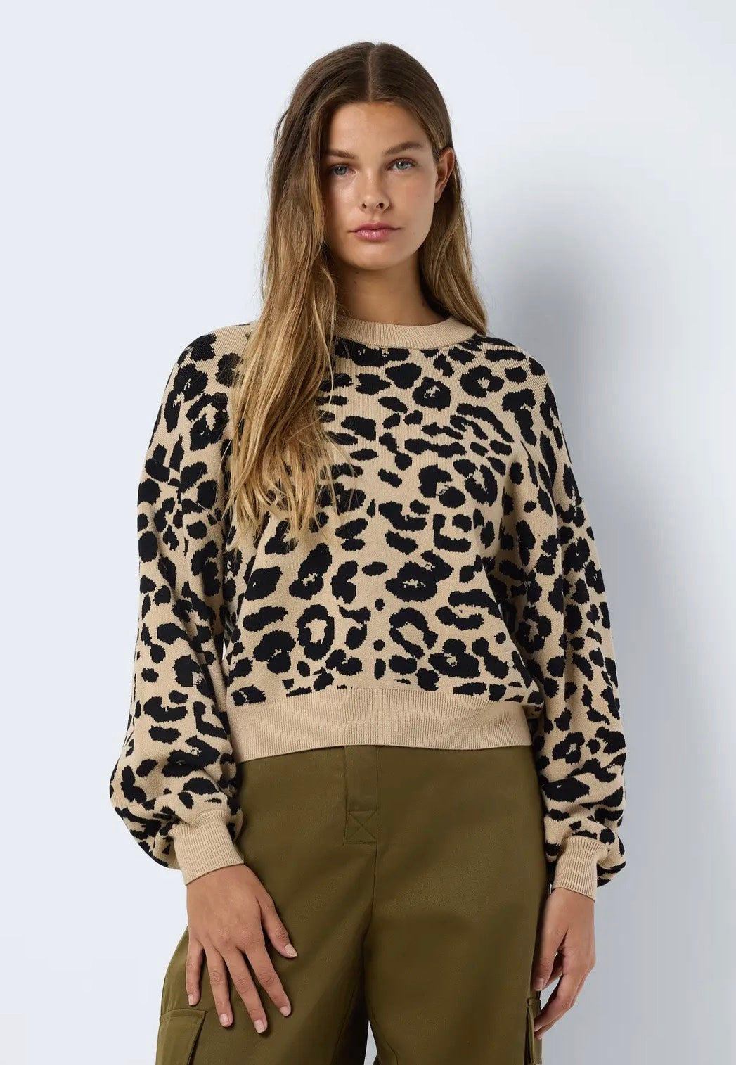 Noisy May - Charlott L/S O-Neck Knit Nomad Black Leo - Pullover | Women-Image