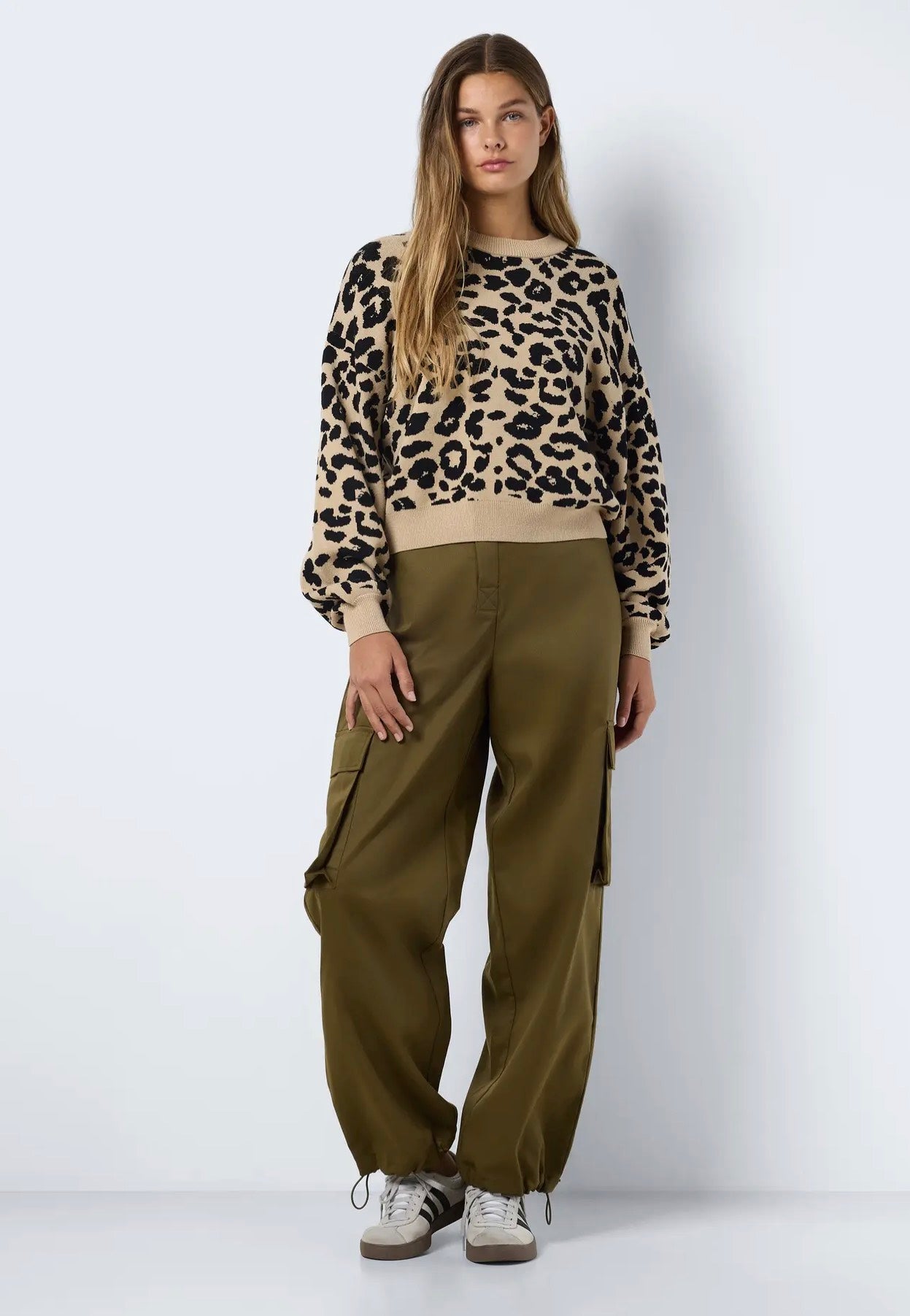 Noisy May - Charlott L/S O-Neck Knit Nomad Black Leo - Pullover | Women-Image