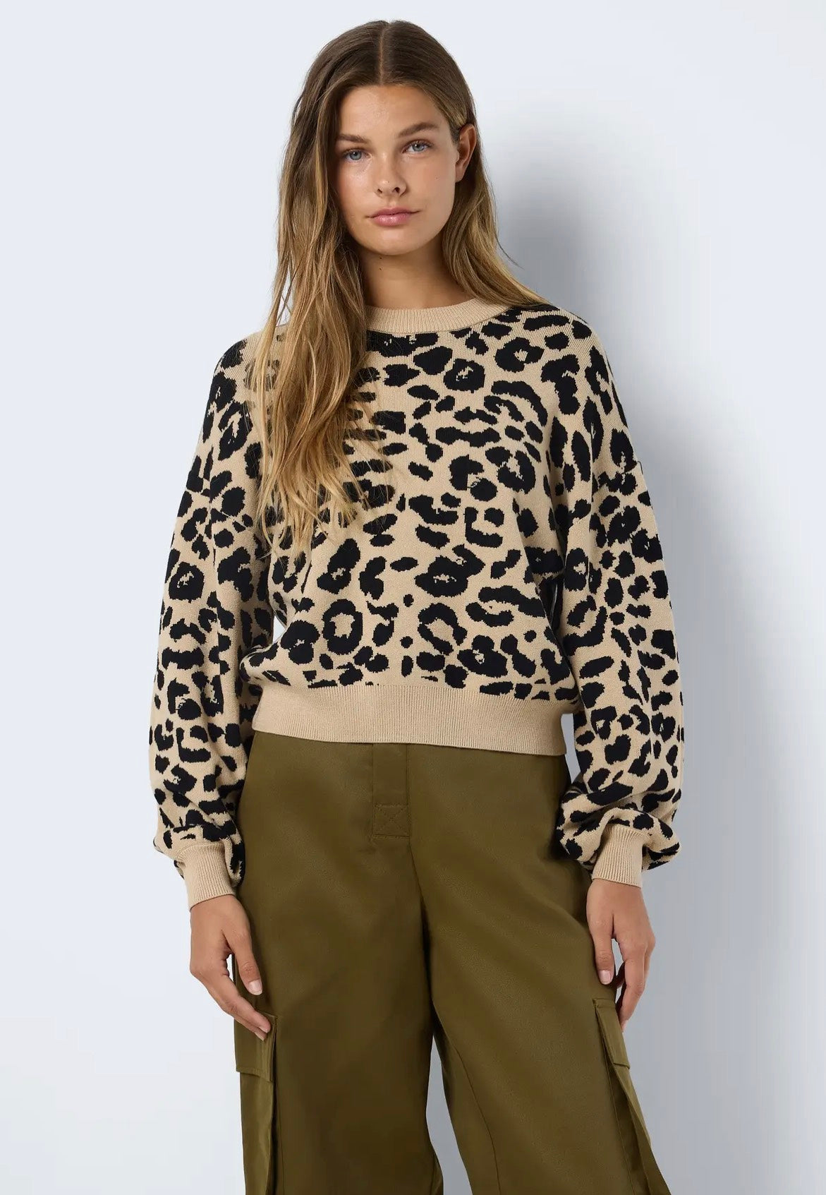 Noisy May - Charlott L/S O-Neck Knit Nomad Black Leo - Pullover | Women-Image