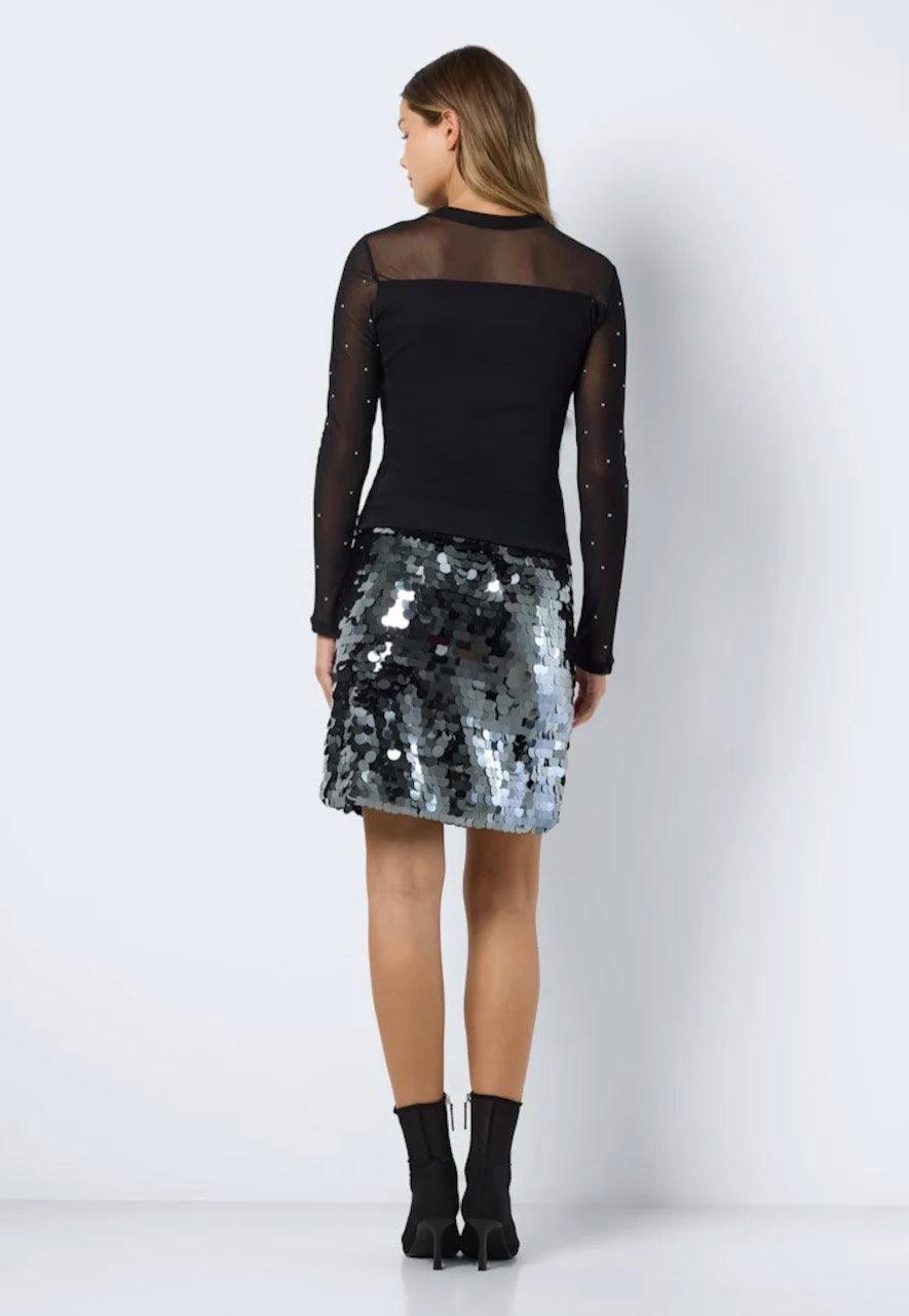 Noisy May Maya Black Stud Mesh With Stones Oberteil | Women-Image