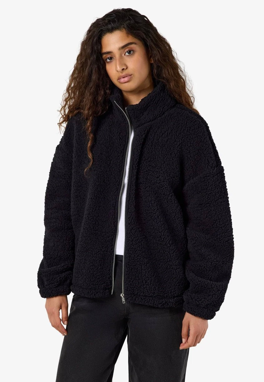 Noisy May Luca Check Soft Fleece Black Jacke | Women-Image
