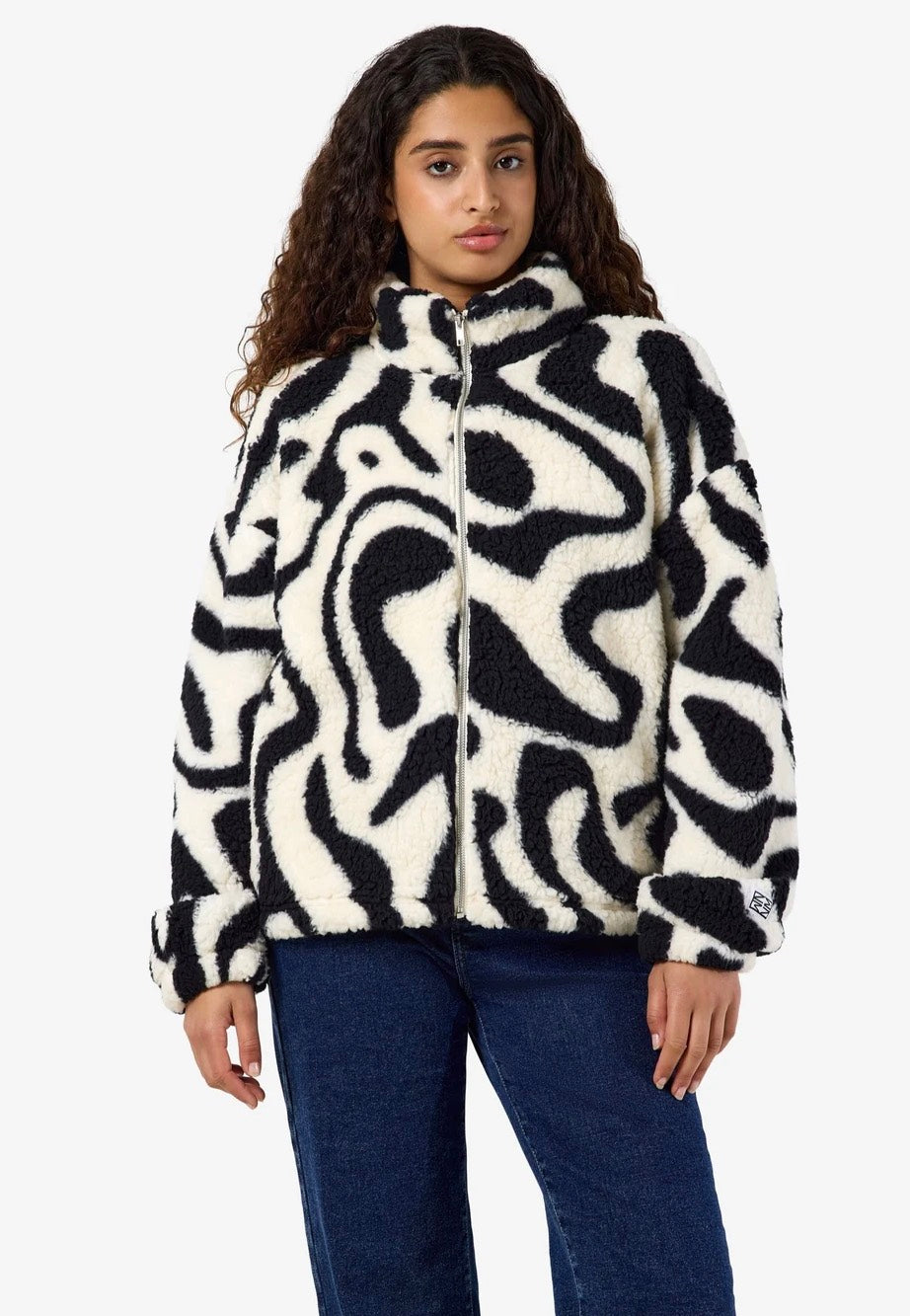 Noisy May Luca Check Soft Fleece Black/White Bunda | Women-Image