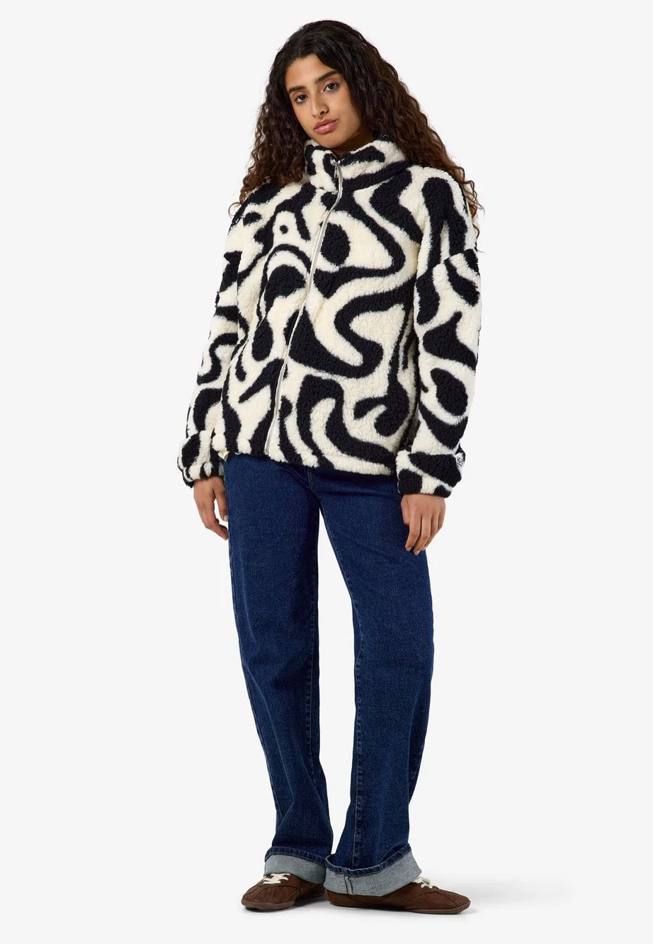 Noisy May Luca Check Soft Fleece Black/White Bunda | Women-Image
