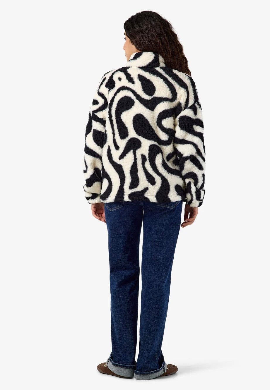 Noisy May Luca Check Soft Fleece Black/White Bunda | Women-Image