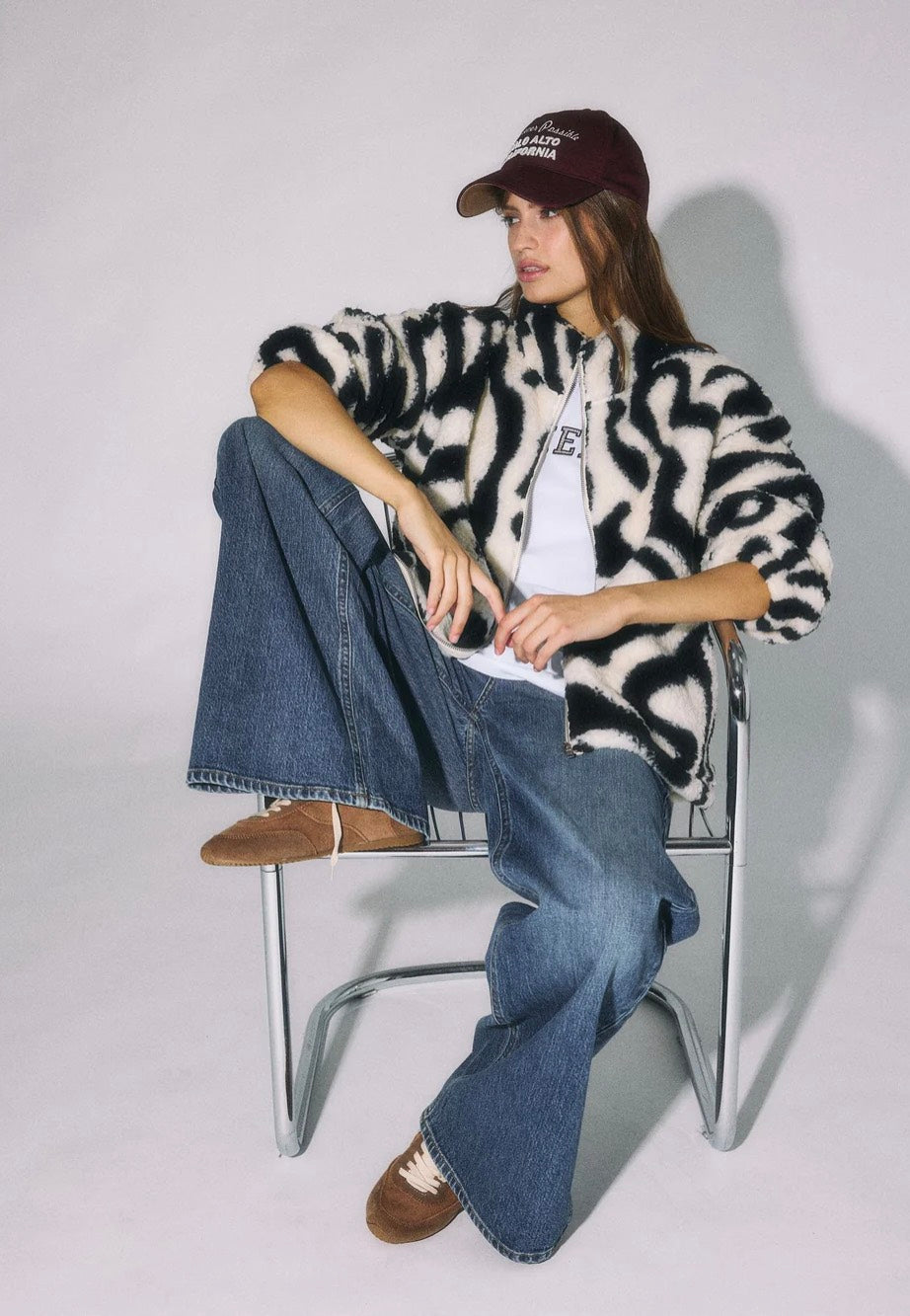 Noisy May Luca Check Soft Fleece Black/White Bunda | Women-Image