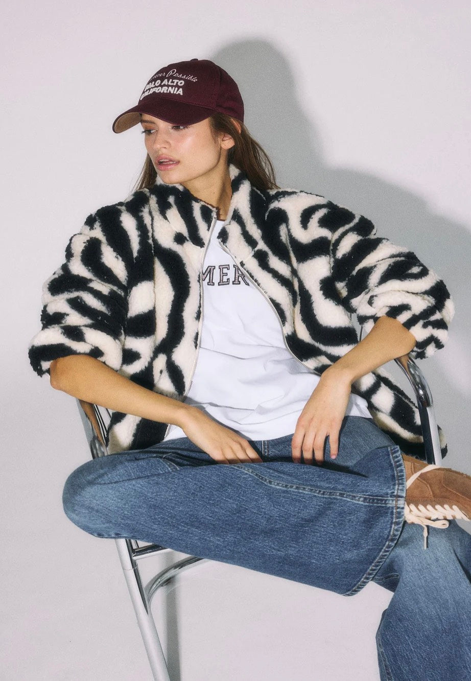 Noisy May Luca Check Soft Fleece Black/White Bunda | Women-Image