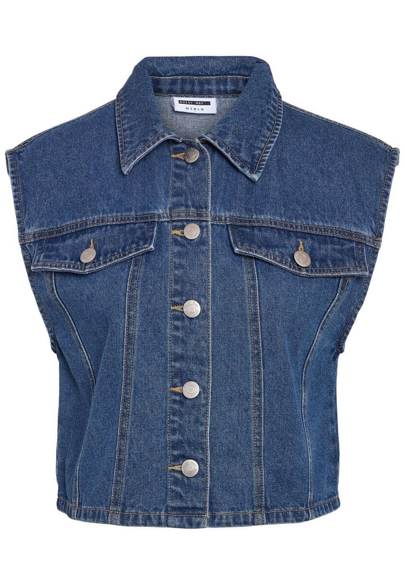 Noisy May - Robie Regular Crop Medium Blue Denim - Vest | Women-Image