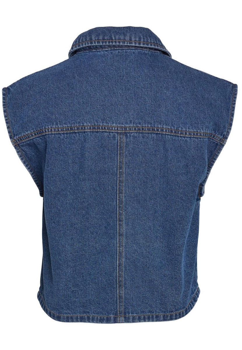 Noisy May - Robie Regular Crop Medium Blue Denim - Vest | Women-Image