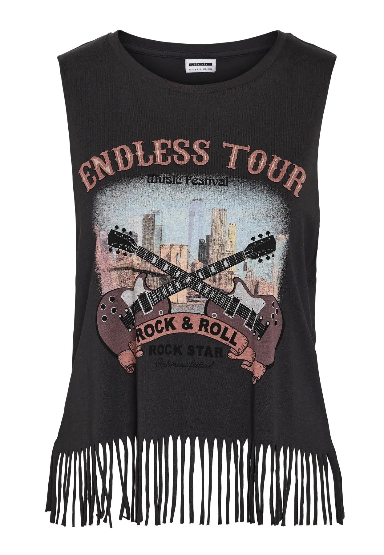 Noisy May - Max Printed Obsidian Cloud/Tomato - Tank | Women-Image