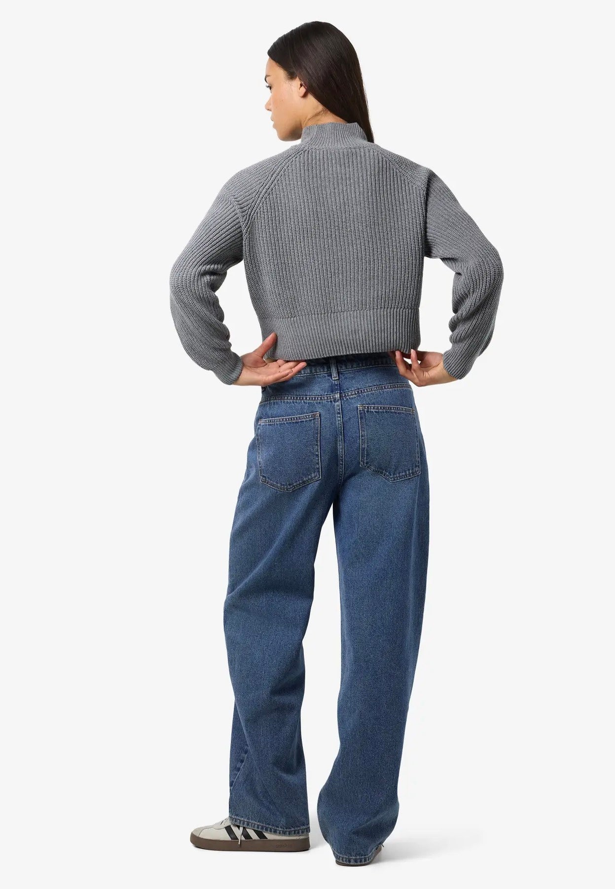 Noisy May - Dara L/S High Neck Medium Grey Melange - Pullover | Women-Image