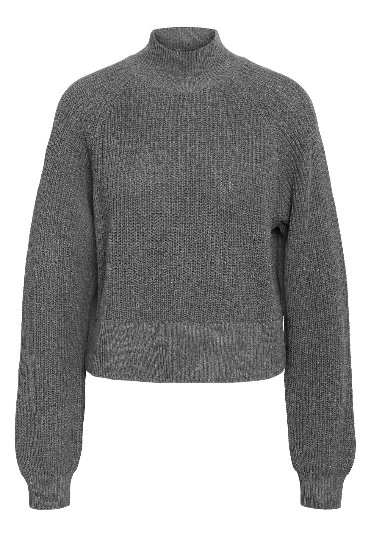 Noisy May - Dara L/S High Neck Medium Grey Melange - Pullover | Women-Image