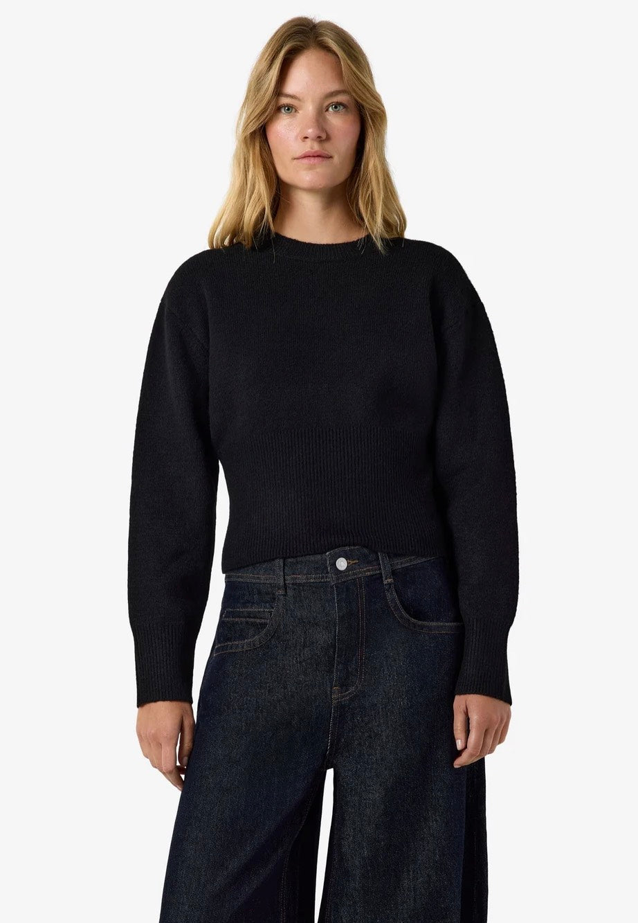 Noisy May Sloan O-Neck Knit Black Pullover | Women-Image
