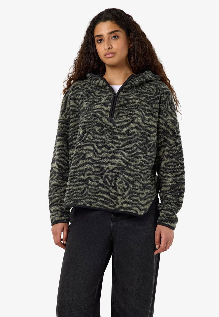 Noisy May Cozy Halfway AOP Zip Kalamata/Zebra Svetr | Women-Image