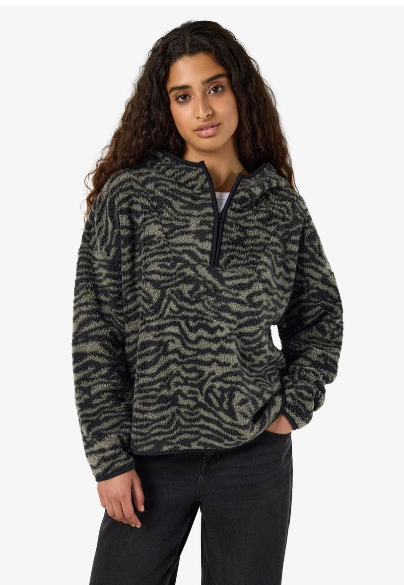 Noisy May Cozy Halfway AOP Zip Kalamata/Zebra Svetr | Women-Image