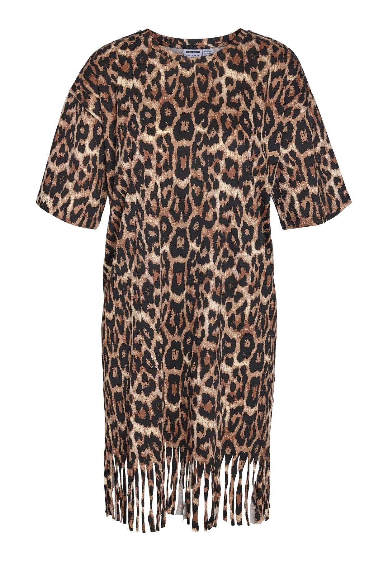 Noisy May - Keyla AOP Fringe O-Neck Black Leo - Dress | Women-Image
