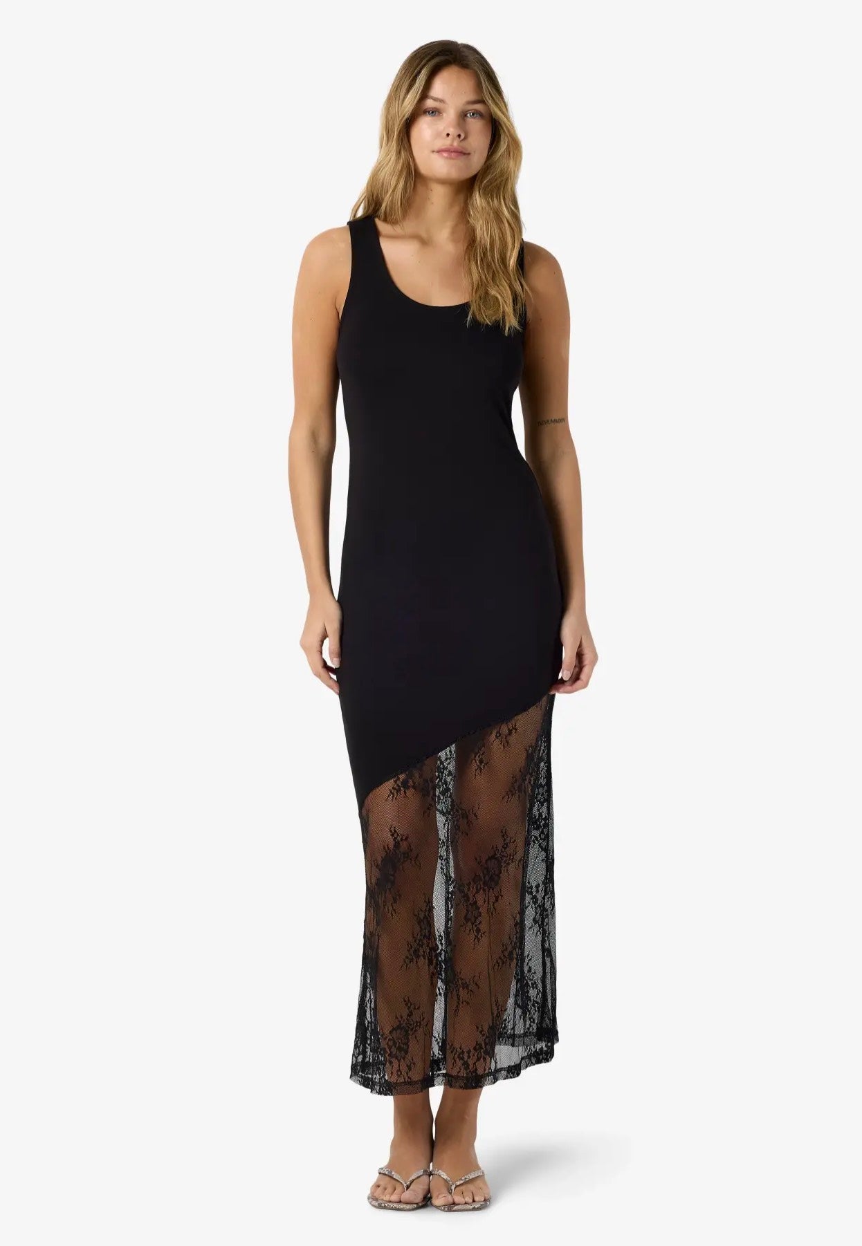 Noisy May - Tika Assym Lace Insert Black - Dress | Women-Image