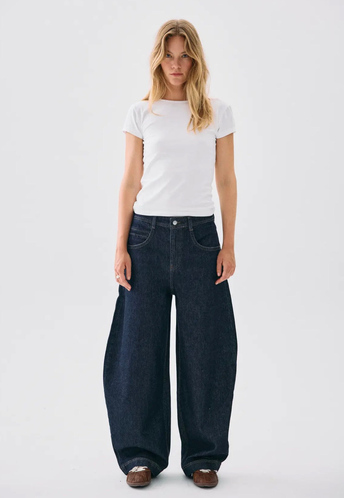 Noisy May Noah Barrel Dark Blue Denim Jeans | Women-Image