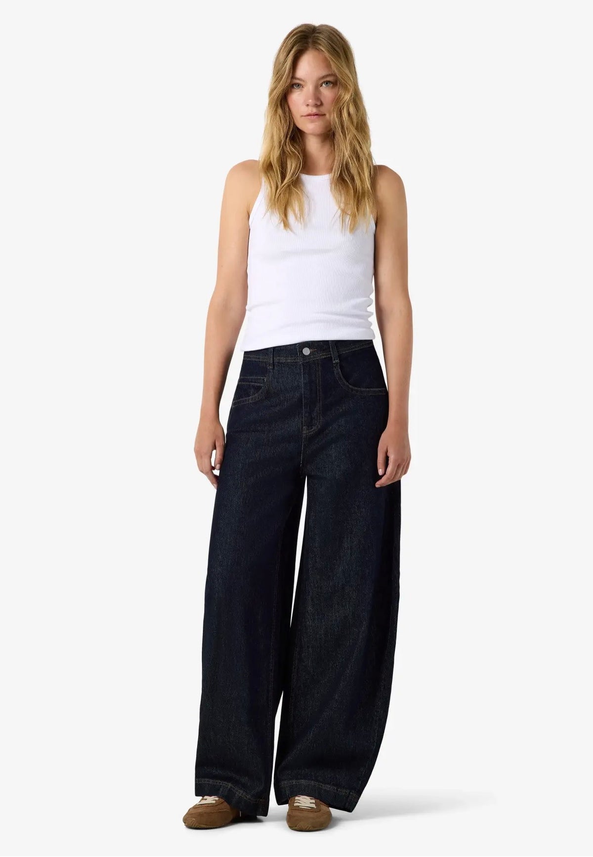 Noisy May Noah Barrel Dark Blue Denim Džíny | Women-Image