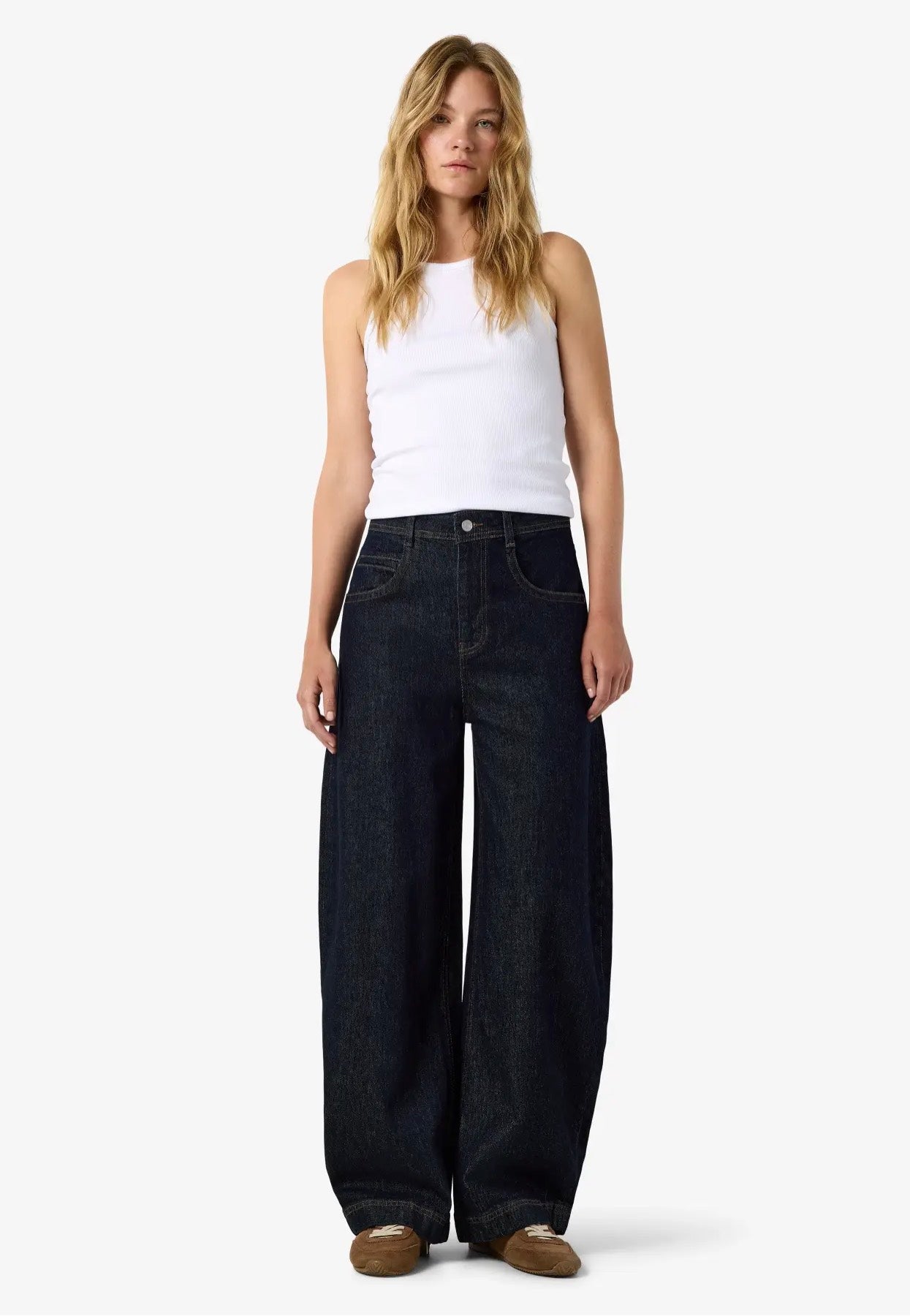 Noisy May Noah Barrel Dark Blue Denim Džíny | Women-Image