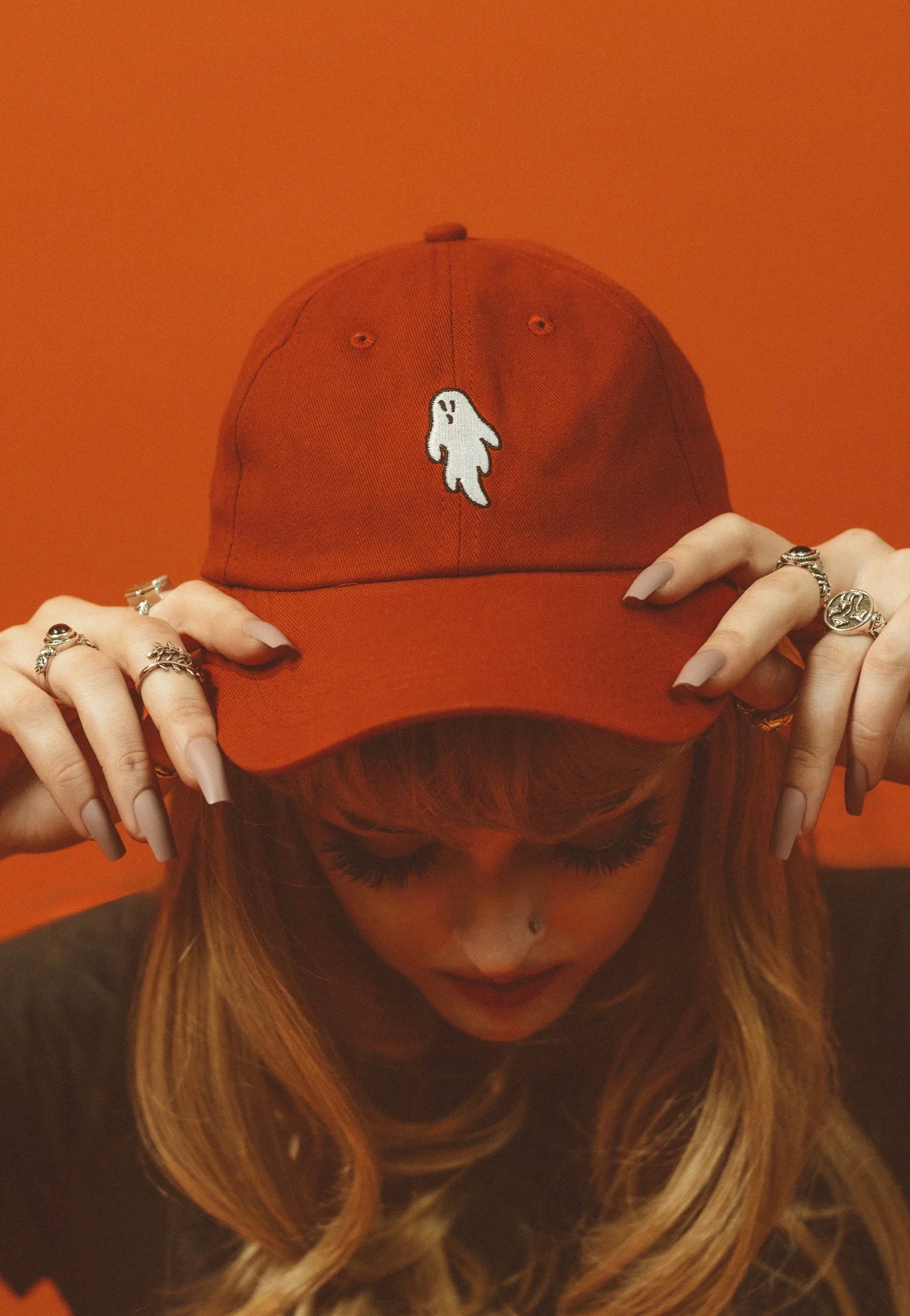 Lively Ghosts - Pumpkin Ghostie Burnt Orange - Cap | Neutral-Image