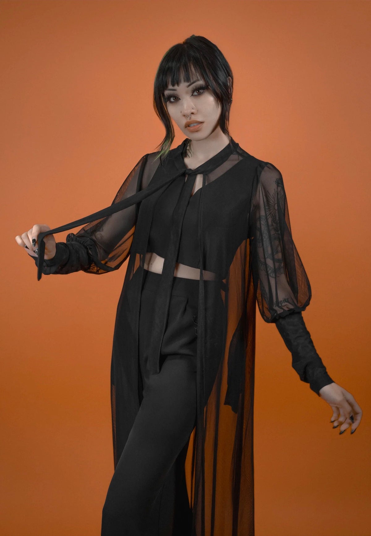 Lively Ghosts Beyond the Veil Duster Black Jacket | Women-Image