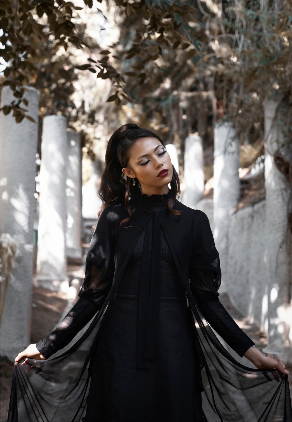 Lively Ghosts Beyond the Veil Duster Black Jacket | Women-Image