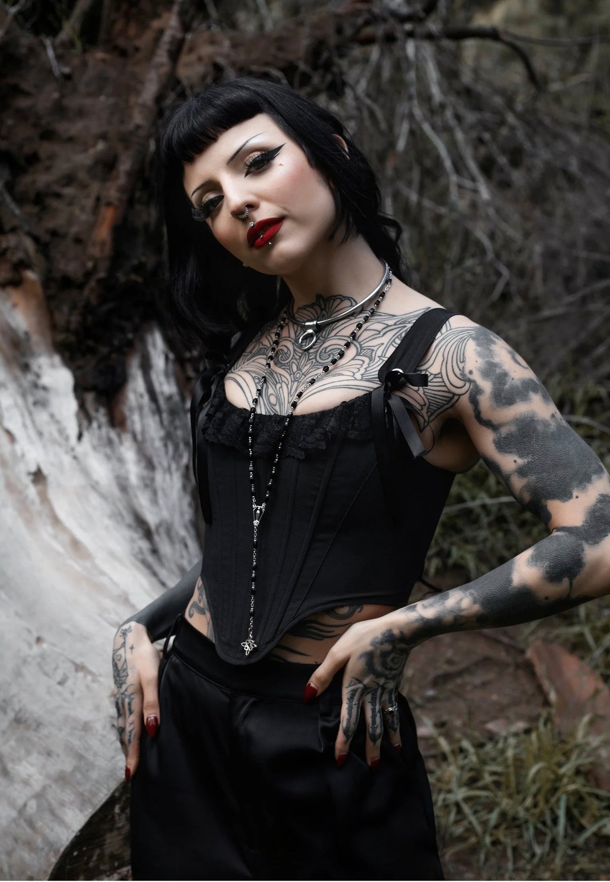 Lively Ghosts Thistlebloom Black Korsett | Women-Image
