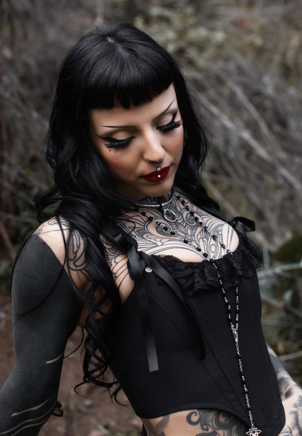 Lively Ghosts Thistlebloom Black Korsett | Women-Image