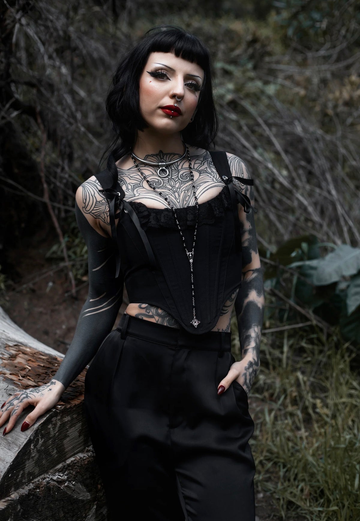 Lively Ghosts Thistlebloom Black Korsett | Women-Image