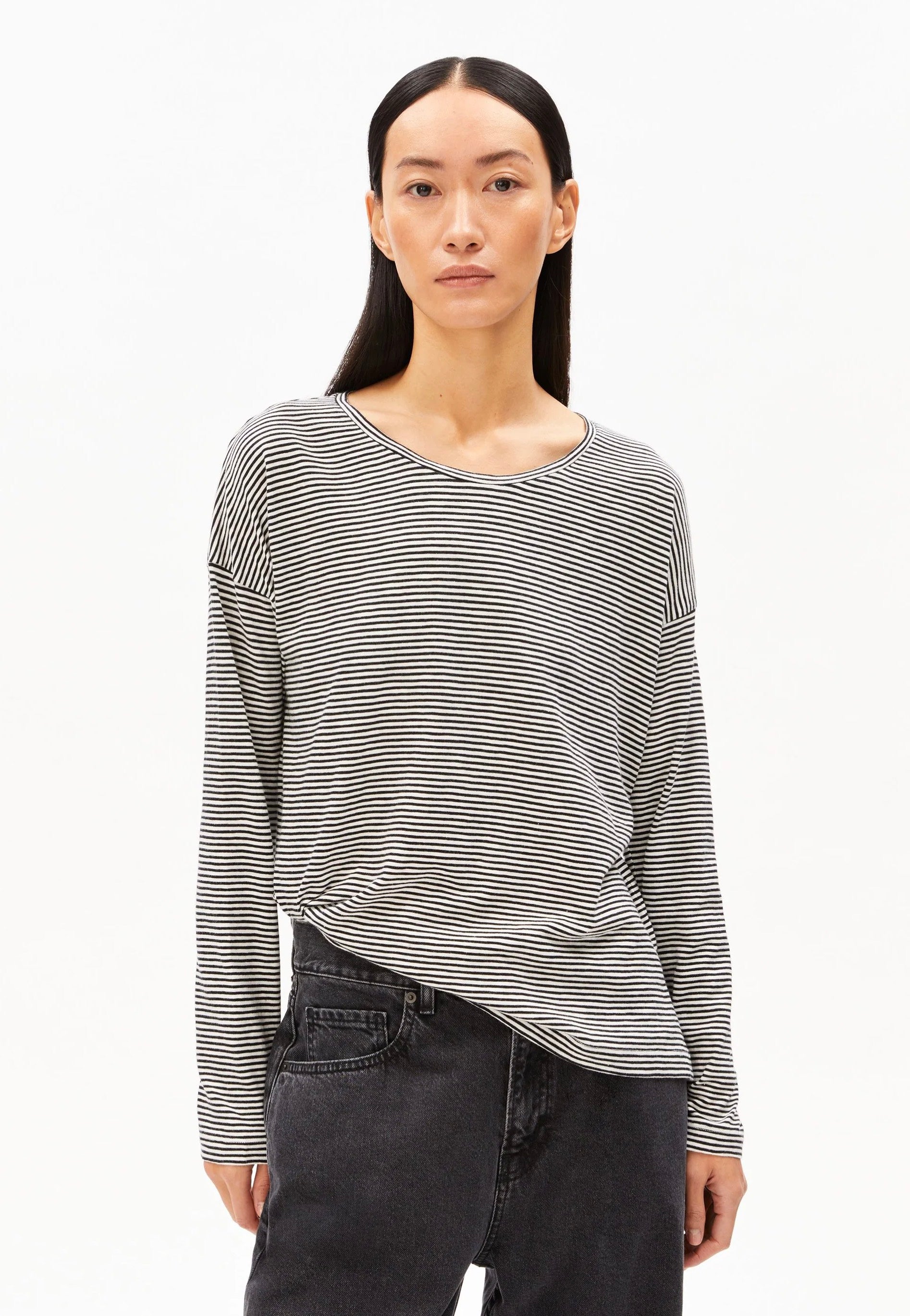 Armedangels - Xianaa Stripes Black/Oatmilk - Longsleeve | Women-Image