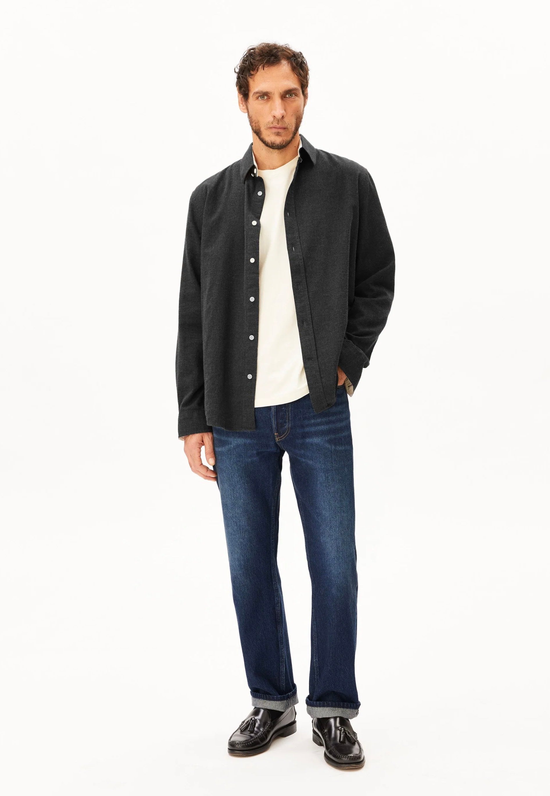 Armedangels - Araamo Flannel Anthrazit Melange - Shirt | Men-Image