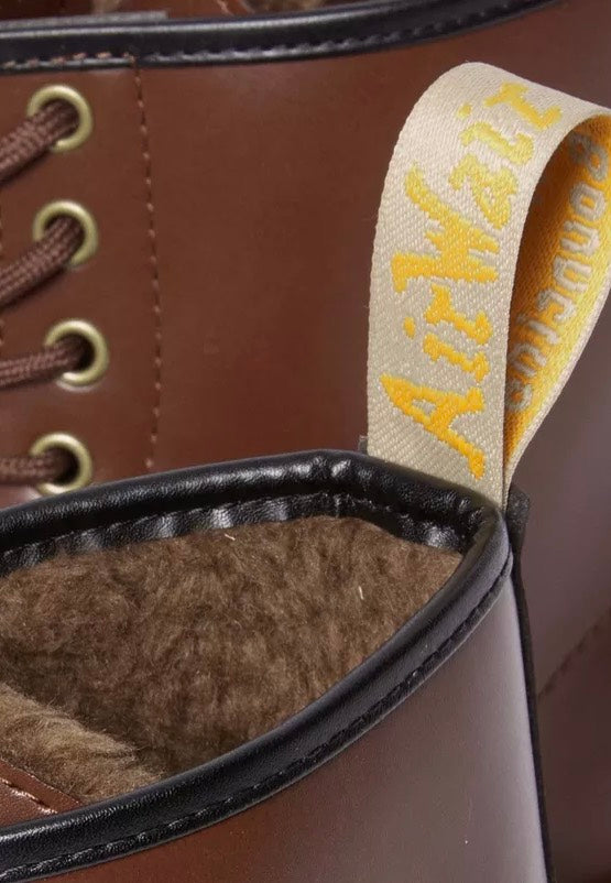 Dr. Martens - Vegan 1460 Brown Norfolk Flat & Brown Borg Fleece - Shoes | Neutral-Image