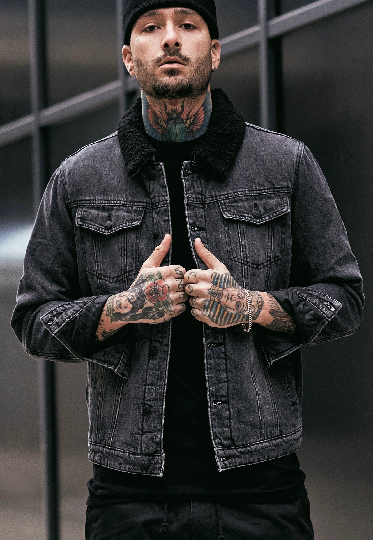 Brandit - Sherpa Demin Black/Black - Jacket | Men-Image