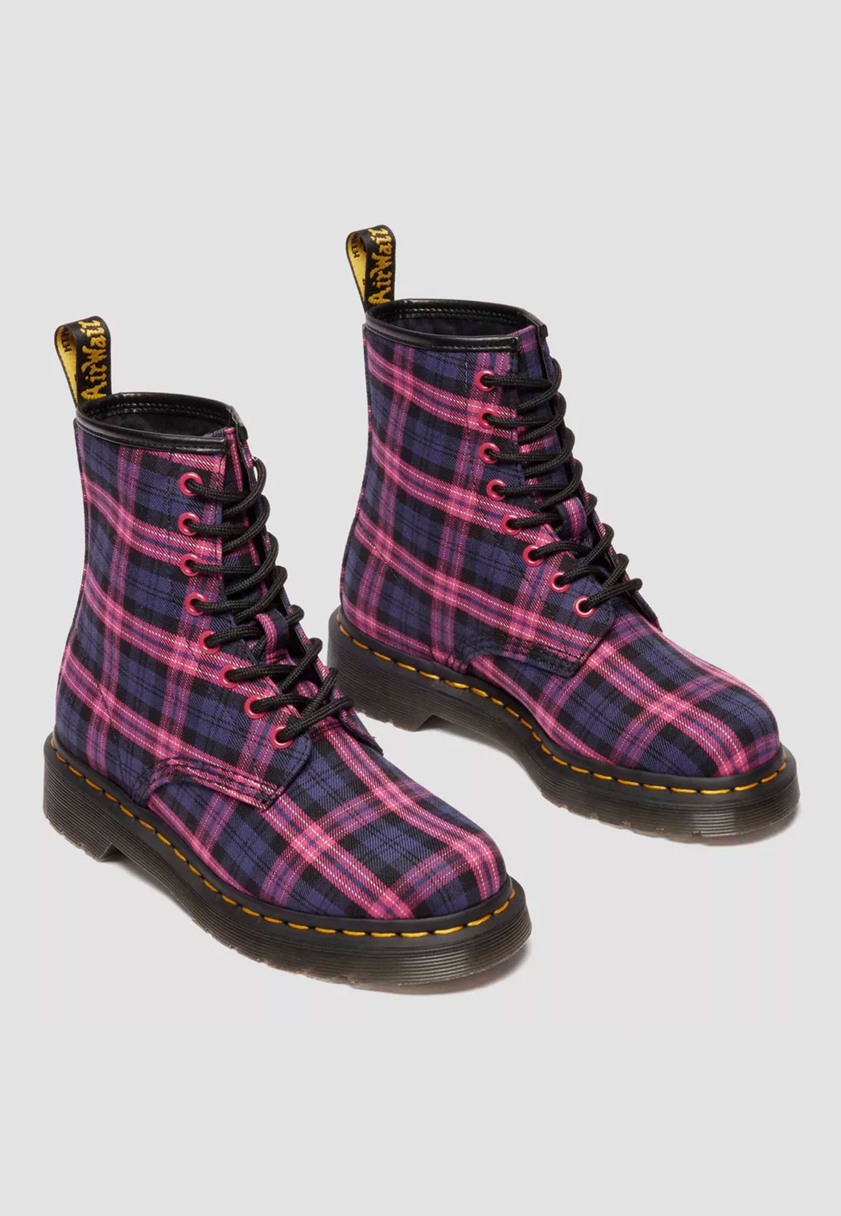 Dr. Martens - 1460 8 Eye Pink Multi Tartan - Girl Shoes | Women-Image