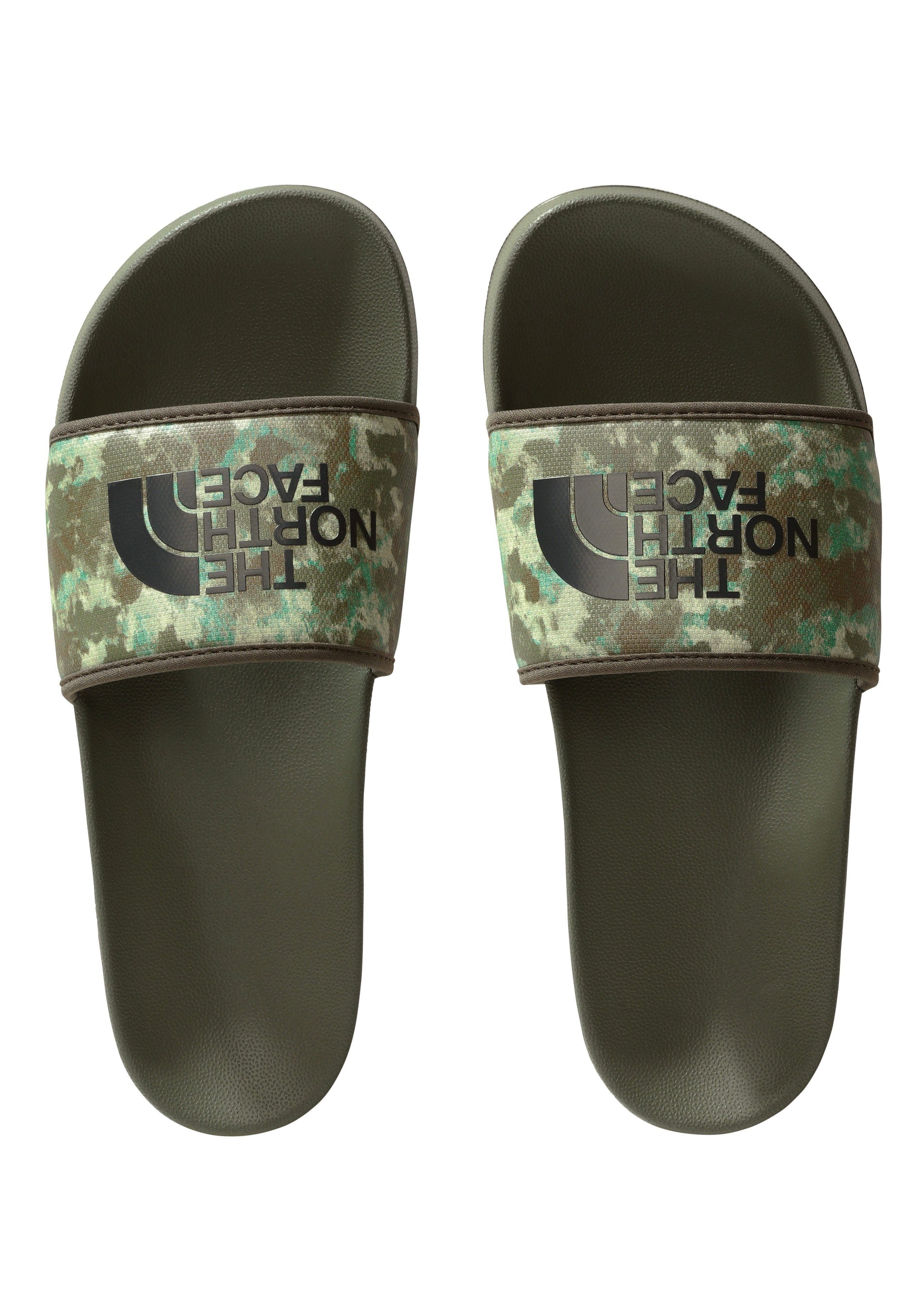 The North Face - Base Camp III Military Olive Stippled Camo Print/TNF Black - Slides | Men-Image