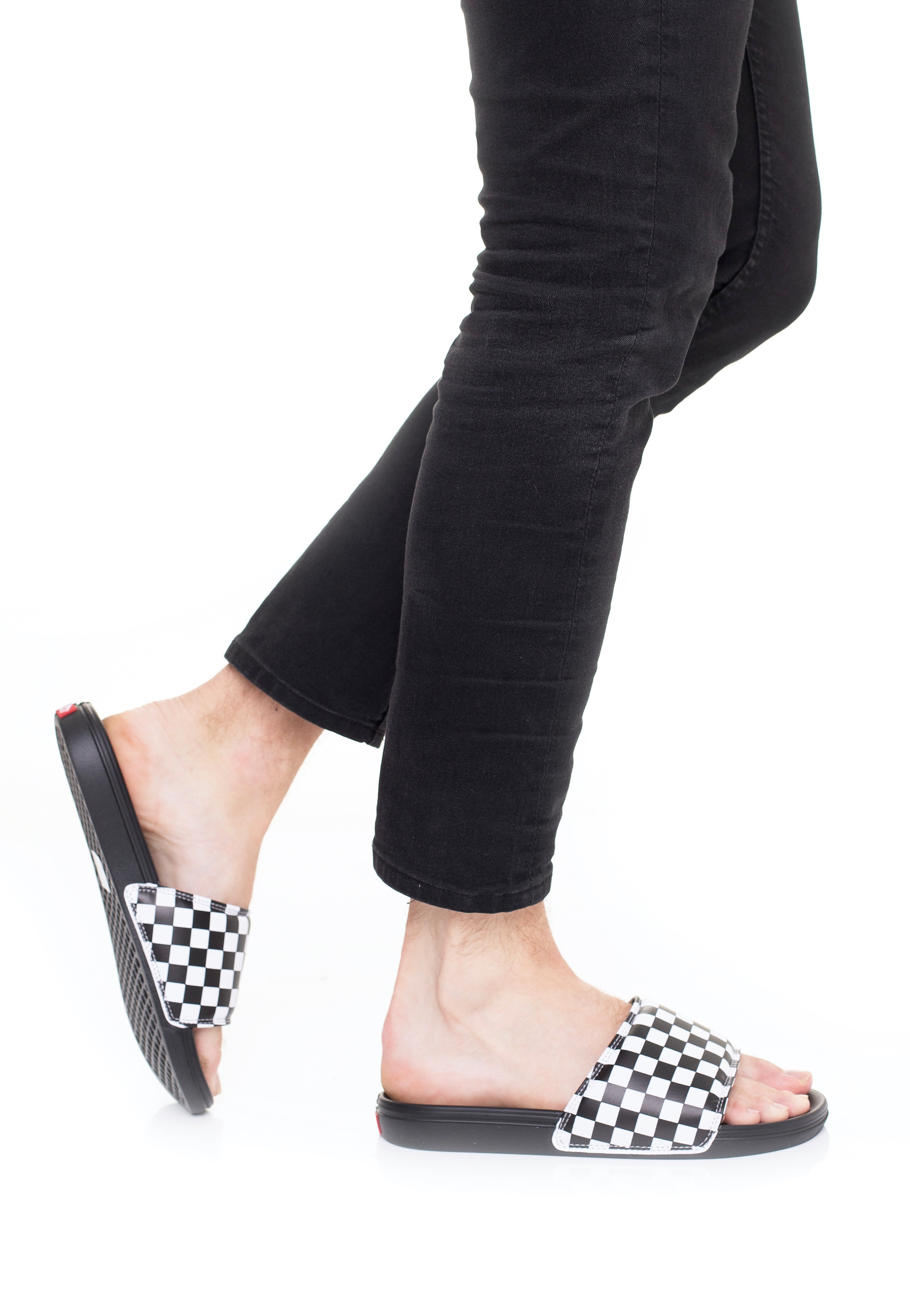 Vans - La Costa Slide On (Checkerboard) True White/Black - Slides | Neutral-Image