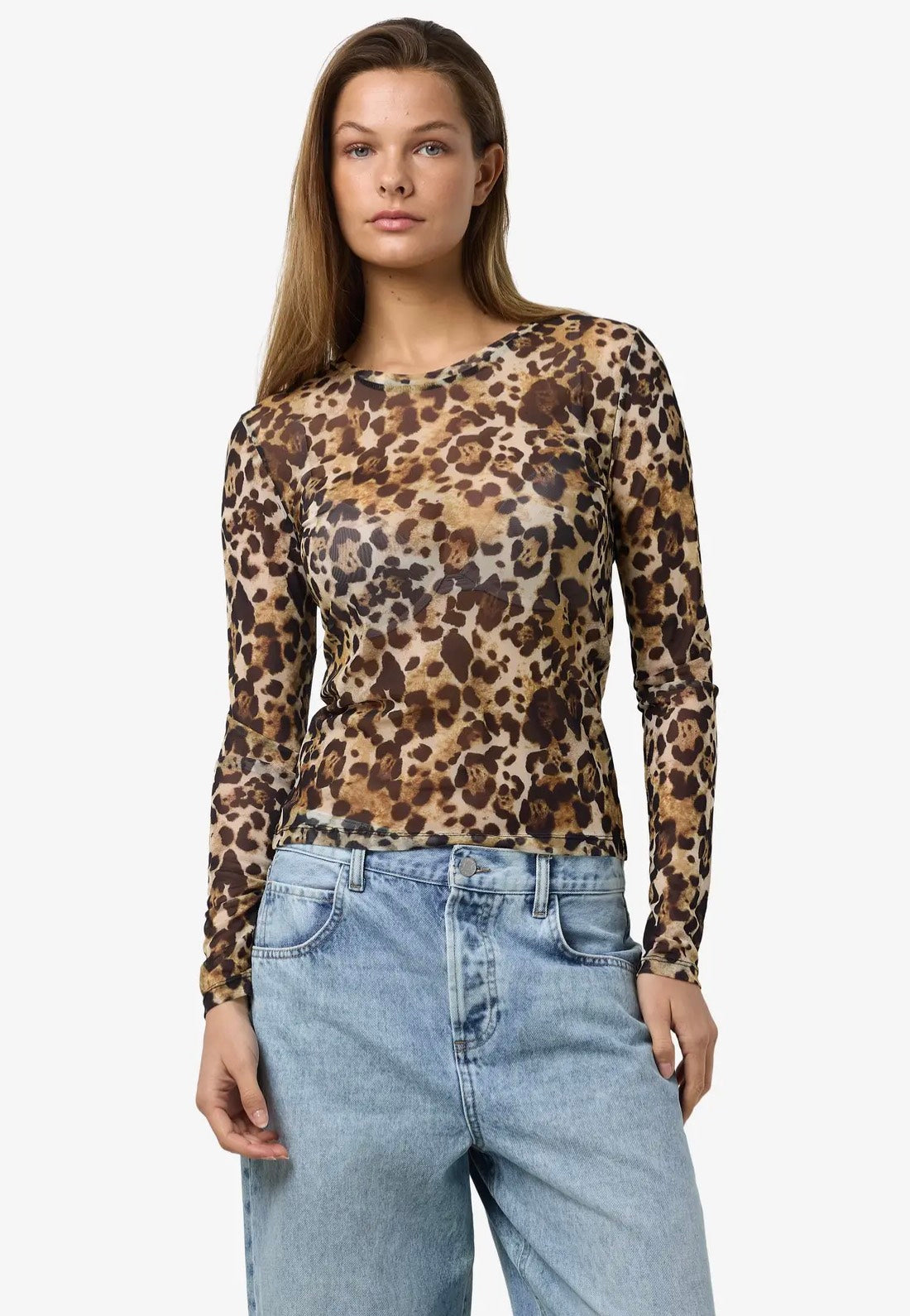 Noisy May - Judith L/S Mesh Black Leo - Top | Women-Image
