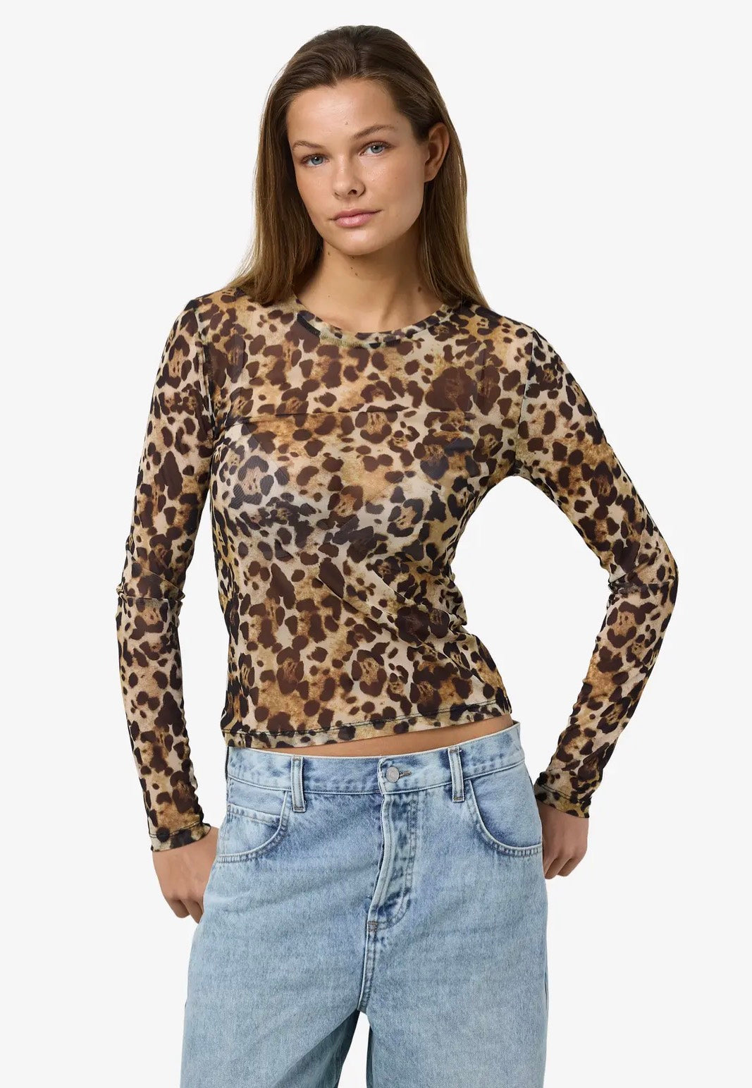Noisy May - Judith L/S Mesh Black Leo - Top | Women-Image
