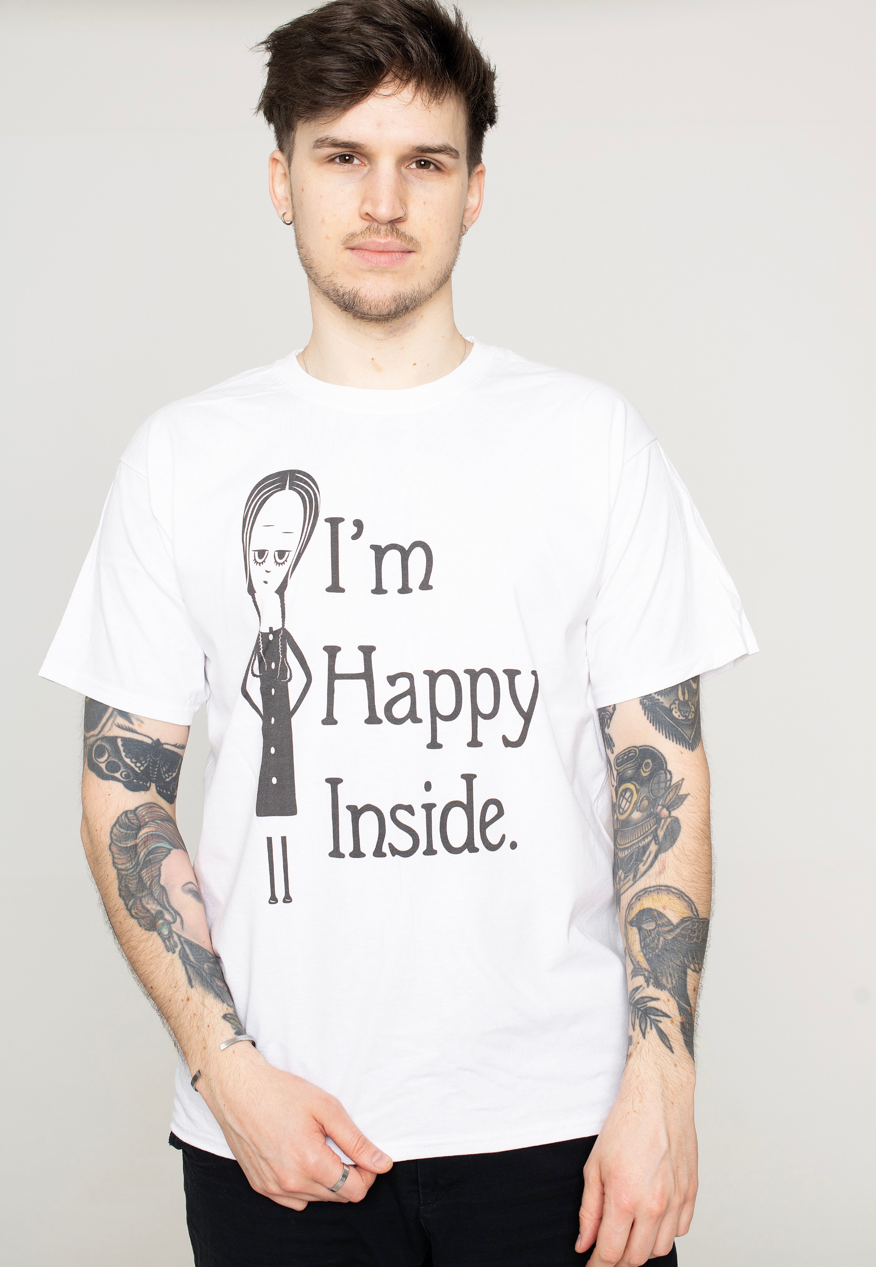 The Addams Family - Happy Inside White - T-Shirt | Men-Image