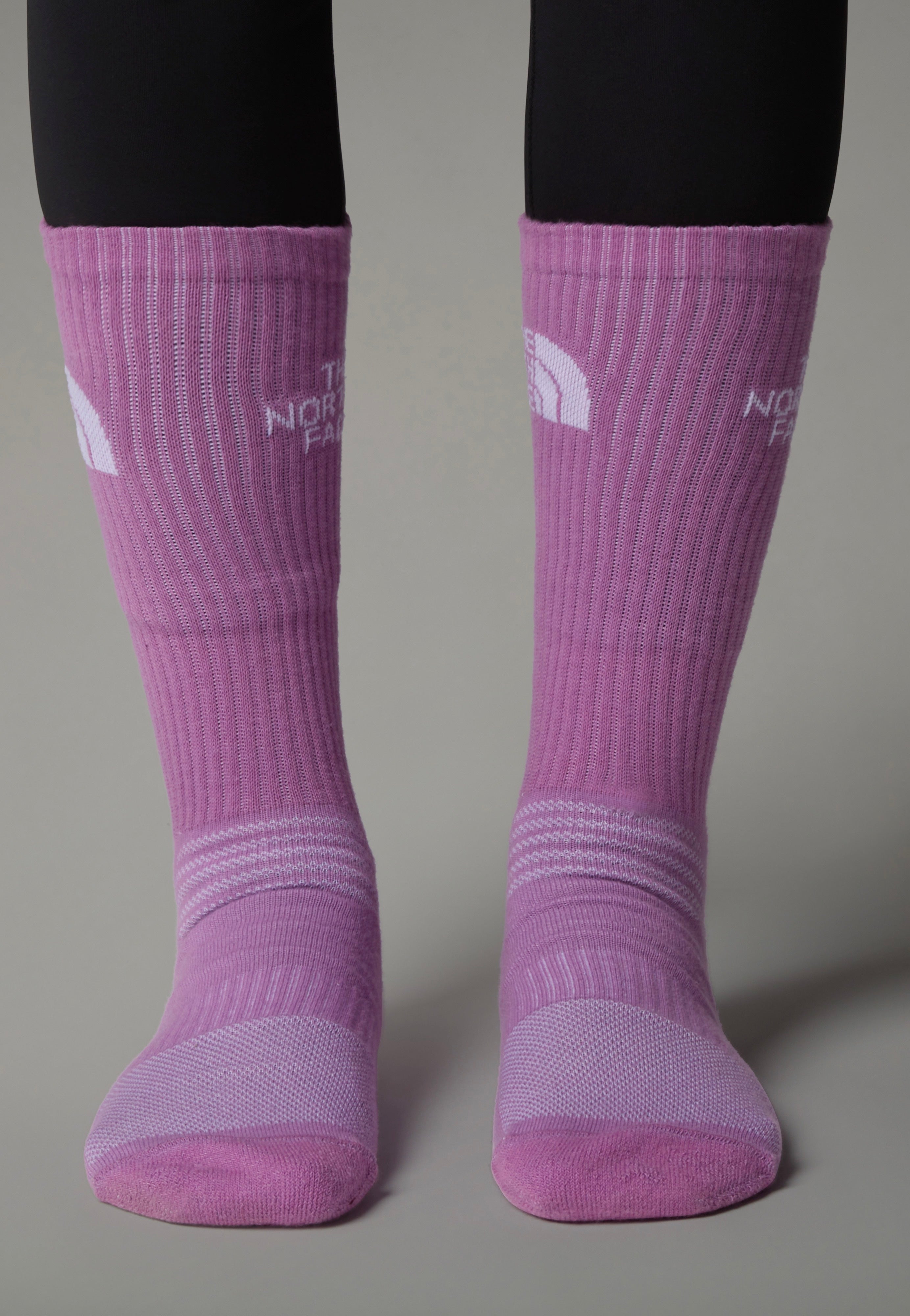 The North Face - Sport Cush Crew Sock Pack Of 3 TNF White/Purple Mint/V - Socks | Neutral-Image