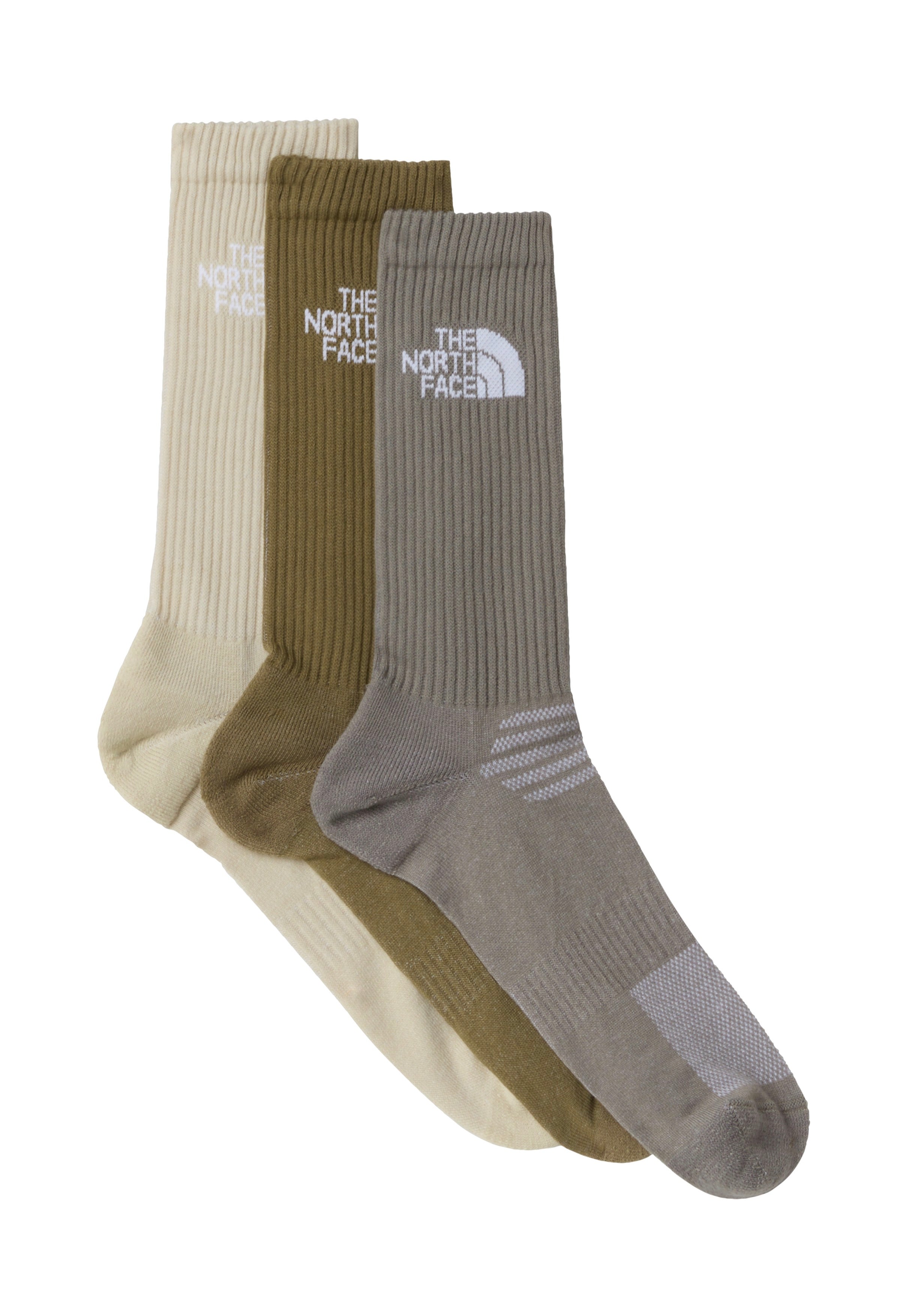 The North Face - Multi Sport Cush Crew Pack Of 3 Stone Slab/Desert Stone - Socks | Men-Image