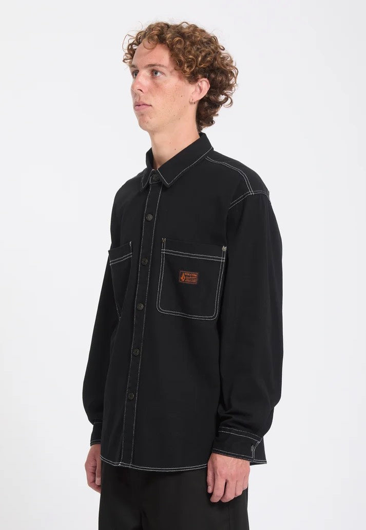 Volcom Levelstone Black/White Hemd | Men-Image