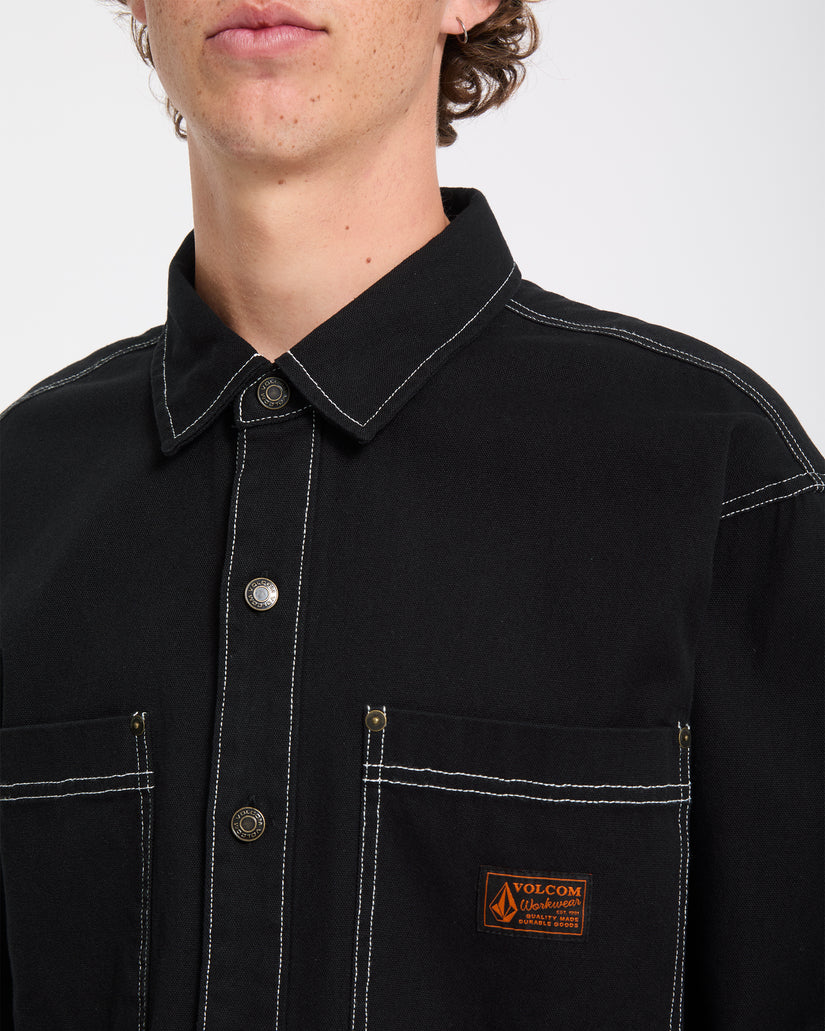 Volcom Levelstone Black/White Hemd | Men-Image