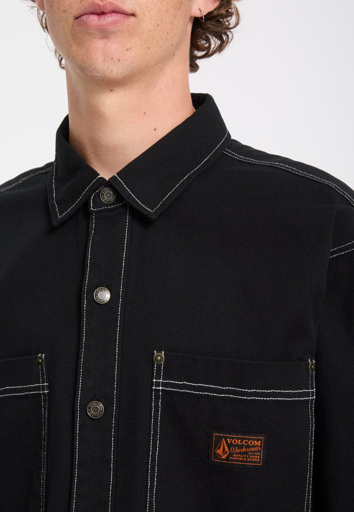 Volcom Levelstone Black/White Hemd | Men-Image